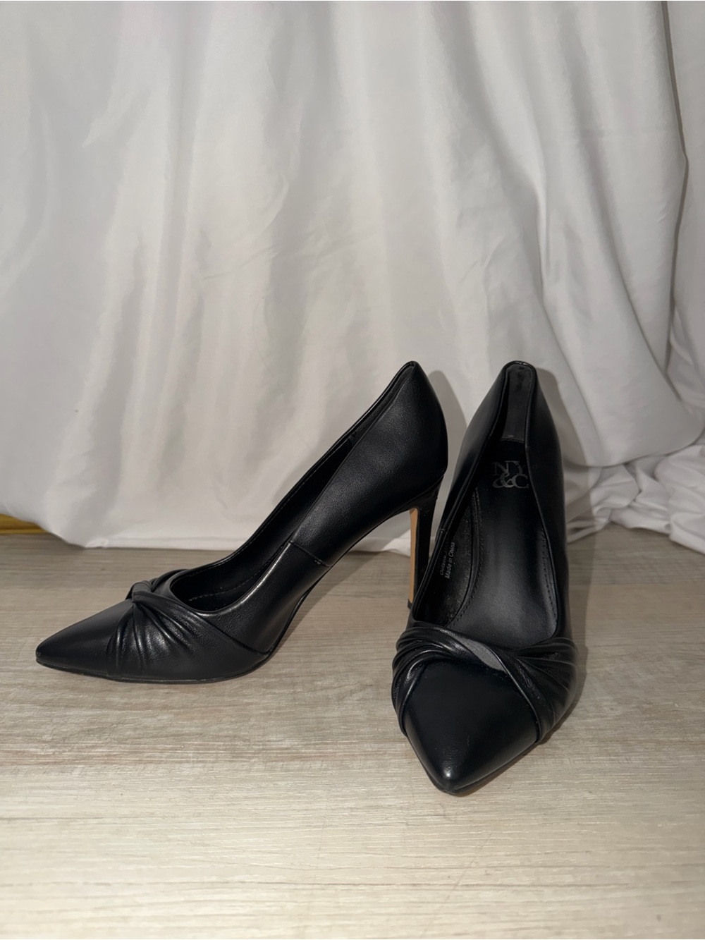 New York & Company Black Pointed-Toe Knot Dress Pumps